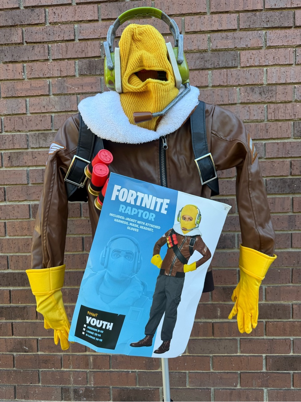 Fortnite Raptor Costume Kids Youth Large 12-14 Spirit Halloween Jacket Headset